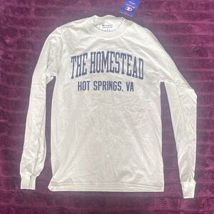 NWT HOMESTEAD Champion Light Lime Green Long Sleeve with Blue Print